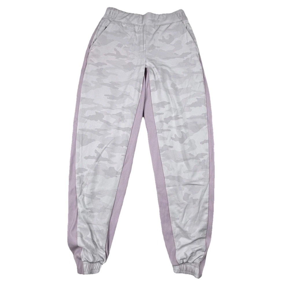 Athleta Brookyln Lined‎ White Camo Jogger Pant Purple Athleisure Workout 14